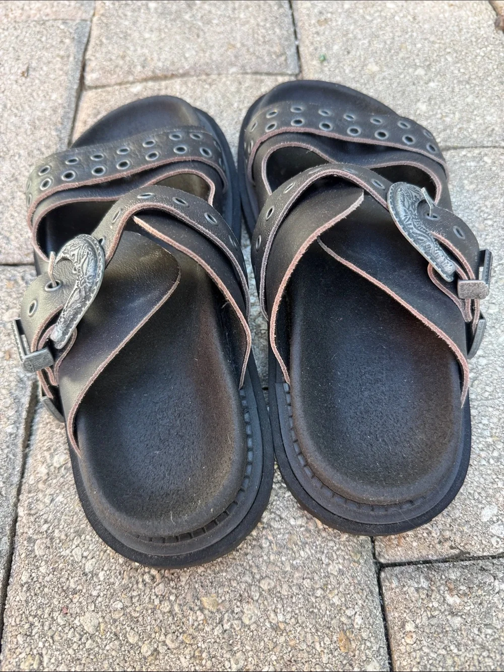 Zara Black Double-Strap Sandals with Eyelet Detail